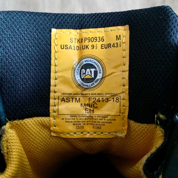 CAT CATAPILLAR Men’s Black Leather Steel Toe Work Boots Men’s 10.5 - Picture 12 of 15